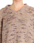 PINK MEMORIES Beige Oversized V-Neck Knitted Sweater