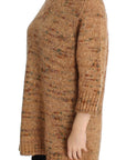 PINK MEMORIES Chic Brown Oversize Knitted V-Neck Sweater