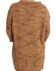 PINK MEMORIES Chic Brown Oversize Knitted V-Neck Sweater