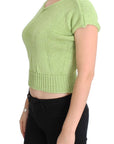 PINK MEMORIES Elegant Green Knitted Sleeveless Vest Sweater