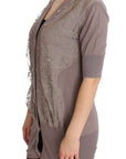 PINK MEMORIES Elegant Purple Cotton Lace Cardigan Sweater