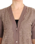 PINK MEMORIES Elegant Purple Cotton Lace Cardigan Sweater