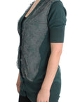 PINK MEMORIES Elegant Green Lace Cardigan Sweater