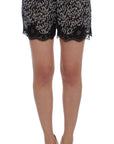 Dolce & Gabbana Elegant Black & White Floral Lace Silk Shorts