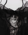 Dolce & Gabbana Elegant Black Silk Lace Lingerie Chemise