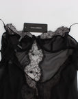 Dolce & Gabbana Elegant Black Silk Lace Lingerie Chemise