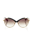 Frankie Morello Black Metallic Fiber Women Sunglasses