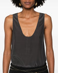 Saint Laurent Saint Laurent Henley-neck silk tank top