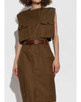 Saint Laurent Saint Laurent belted cotton midi dress
