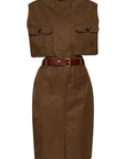 Saint Laurent Saint Laurent belted cotton midi dress