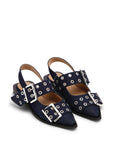 Ganni Ganni Denim Feminine Buckle Ballerinas