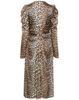 Ganni Ganni leopard-print Ruched Midi Dress