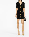 Balmain Balmain short knitted dress with golden buttons