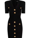 Balmain Balmain short knitted dress with golden buttons