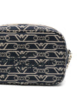 Emporio Armani Emporio Armani Jacquard canvas camera case with all-over monogram and chain shoulder strap