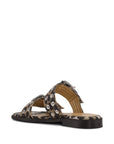 Ganni Ganni Leopard Denim Feminine Buckle Two-Strap Sandals