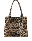Ganni Ganni large leopard-print canvas tote bag