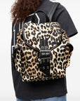 Ganni Ganni Leopard Small Nylon Bucky Backpack