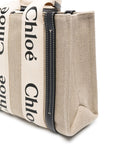 Chloè Chloè Chloé Woody mini linen tote bag