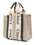Chloè Chloè Chloé Woody mini linen tote bag