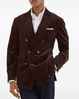 Brunello Cucinelli Brunello Cucinelli Comfort cotton and cashmere corduroy one-and-a-half breasted deconstructed blazer with patch pockets and metal buttons