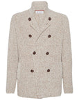 Brunello Cucinelli Brunello Cucinelli Mouliné virgin wool, silk and cashmere half English rib one-and-a-half breasted cardigan with metal buttons