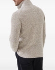Brunello Cucinelli Brunello Cucinelli Mouliné virgin wool, silk and cashmere half English rib one-and-a-half breasted cardigan with metal buttons
