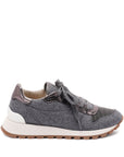 Brunello Cucinelli Brunello Cucinelli Virgin wool flannel and lamé calfskin runners