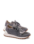 Brunello Cucinelli Brunello Cucinelli Virgin wool flannel and lamé calfskin runners