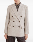 Brunello Cucinelli Brunello Cucinelli Virgin wool and cashmere twill flannel blazer with monili
