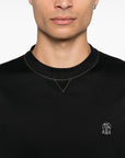 Brunello Cucinelli Brunello Cucinelli Crew neck T-shirt in cotton jersey with logo and faux layering