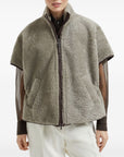 Brunello Cucinelli Brunello Cucinelli Curly Shearling Short Sleeve Outerwear with Shiny Zipper Pull