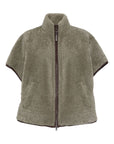 Brunello Cucinelli Brunello Cucinelli Curly Shearling Short Sleeve Outerwear with Shiny Zipper Pull