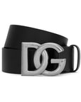 Dolce & Gabbana Dolce & Gabbana Calfskin belt with crossed DG logo buckle