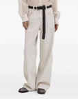 Brunello Cucinelli Brunello Cucinelli Stretch dyed denim loose barrel trousers with monili