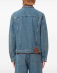 Valentino Valentino Bead-Embellished Floral-Trimmed Denim Jacket