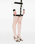 Balmain Balmain Button-embellished ribbed-knit mini skirt