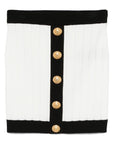 Balmain Balmain Button-embellished ribbed-knit mini skirt