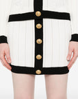 Balmain Balmain Button-embellished ribbed-knit mini skirt