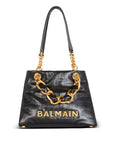 Balmain Balmain 1945 Soft PB-monogrammed crinkled small leather tote bag