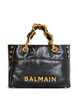 Balmain Balmain 1945 Soft PB-monogrammed crinkled small leather tote bag