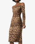 Dolce & Gabbana Dolce & Gabbana off-the-shoulder Leopard Print Midi Dress