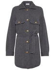 Brunello Cucinelli Brunello Cucinelli Virgin wool, cashmere and silk English rib belted cardigan with metal buttons