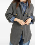 Brunello Cucinelli Brunello Cucinelli Virgin wool, cashmere and silk English rib belted cardigan with metal buttons