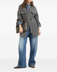 Brunello Cucinelli Brunello Cucinelli Virgin wool, cashmere and silk English rib belted cardigan with metal buttons