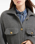 Brunello Cucinelli Brunello Cucinelli Virgin wool, cashmere and silk English rib belted cardigan with metal buttons