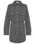 Brunello Cucinelli Brunello Cucinelli Virgin wool, cashmere and silk English rib belted cardigan with metal buttons