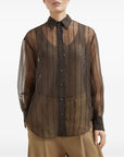 Brunello Cucinelli Brunello Cucinelli Crispy silk shirt with dazzling chalk stripe embroidery