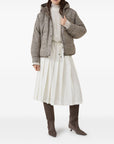 Brunello Cucinelli Brunello Cucinelli Buttoned chevron down jacket in virgin wool and silk with hood