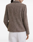 Brunello Cucinelli Brunello Cucinelli Virgin wool and silk mélange diagonal blazer with monili